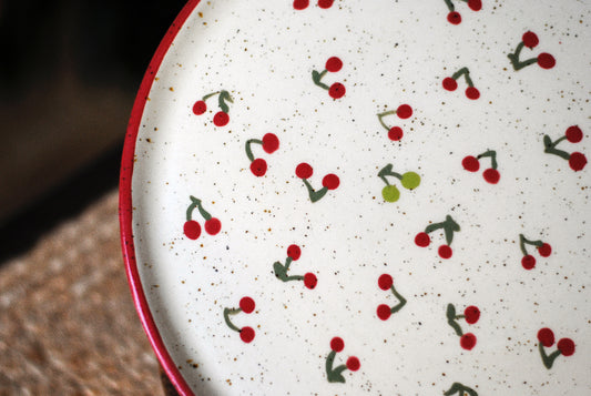 Talerz wiśnie malowany